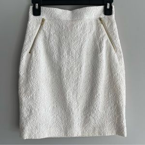 H&M white embroidered pencil skirt with gold details